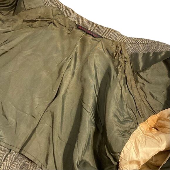 Vintage 60s HART SCHAFFNER & MARX Blazer Jacket Chest 47” Brown Herringbone Wool - Picture 10 of 16